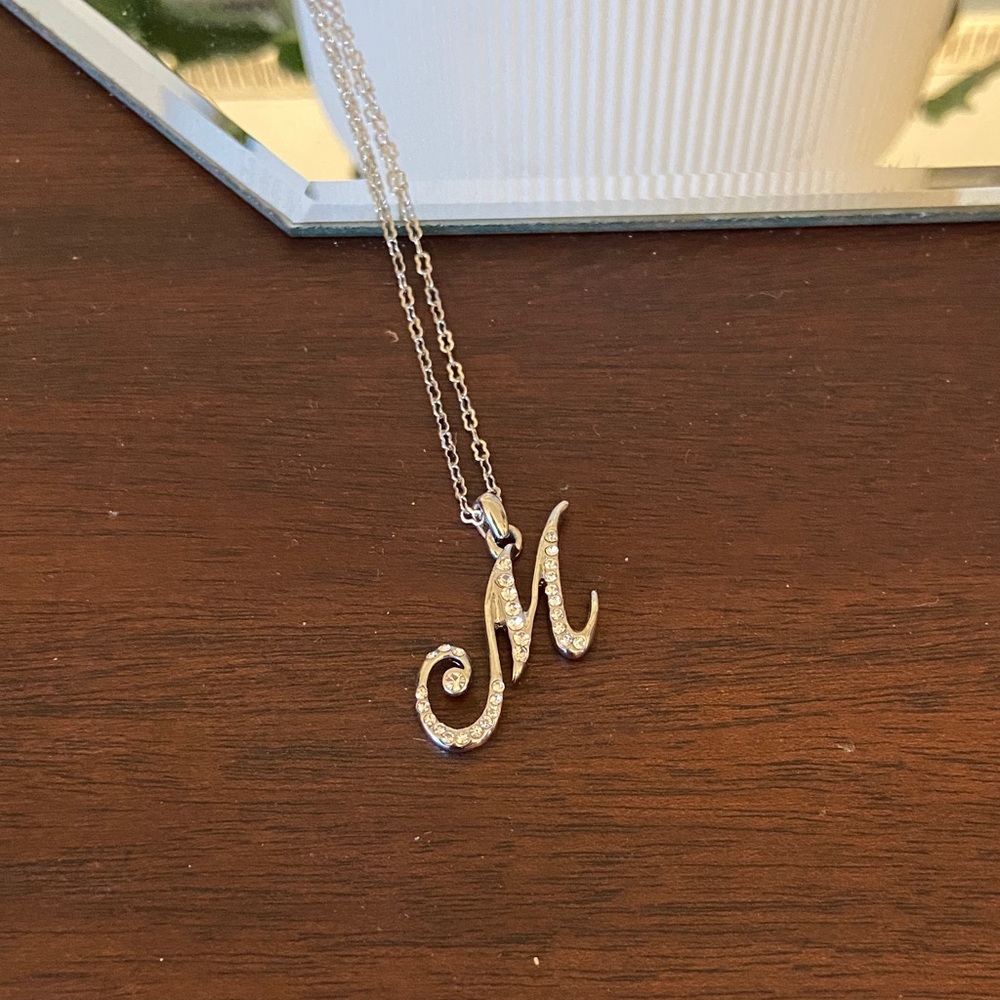 Elegant Silver Initial 'M' Necklace - Picture 2 of 6